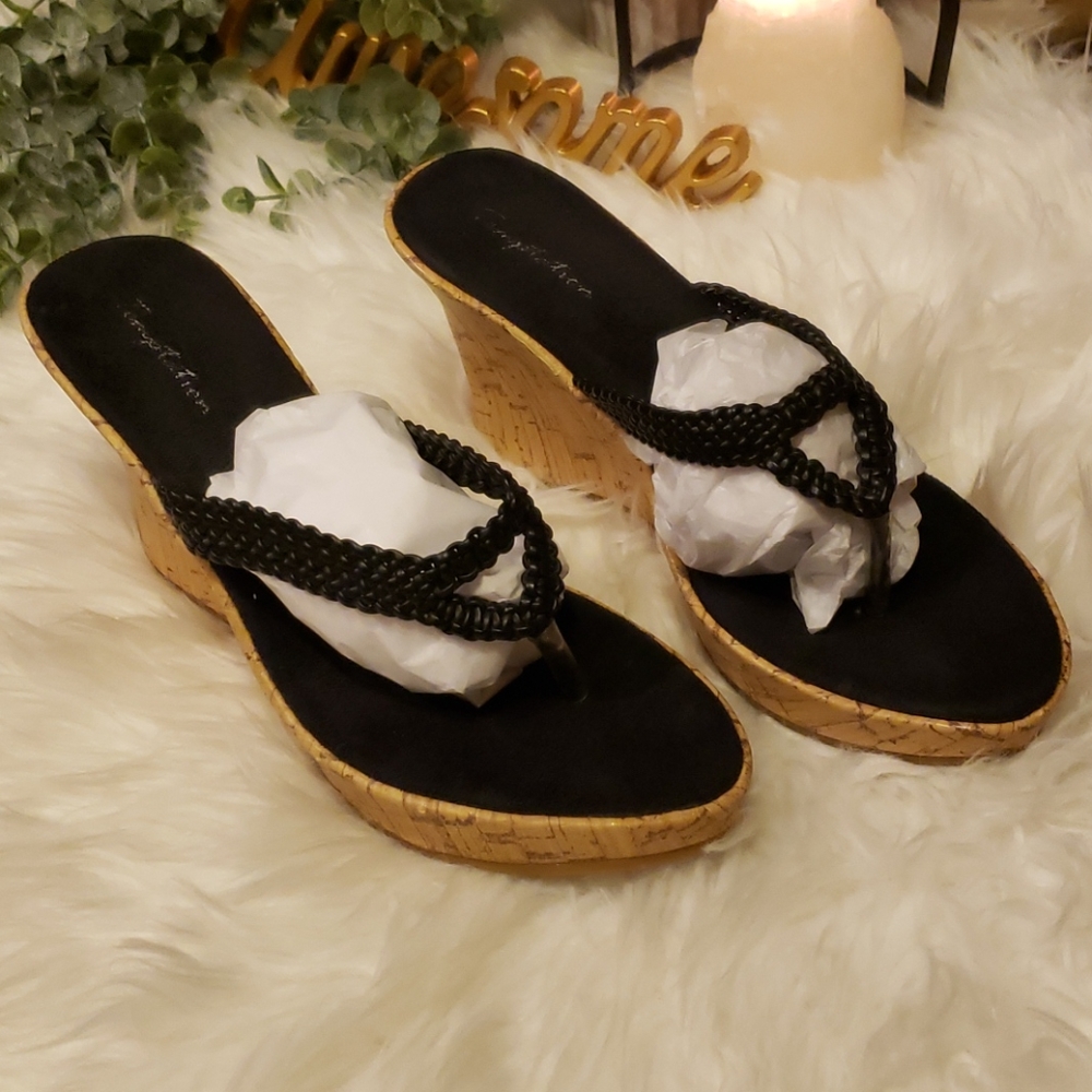 Sandals black Wedge cork bottom